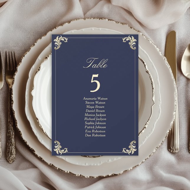 Baroque Navy Blue Gold Wedding Seating Chart (Creator Uploaded)