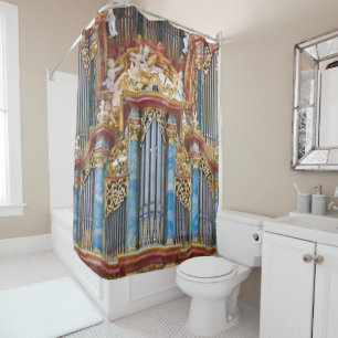 Baroque organ pipes shower curtain