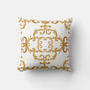Baroque ornamental golden pattern throw pillow