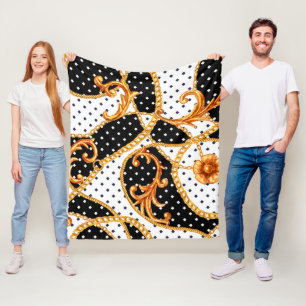 Baroque ornamental pattern fleece blanket