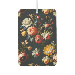 Baroque Ornate Florals On a Black Background Air Freshener