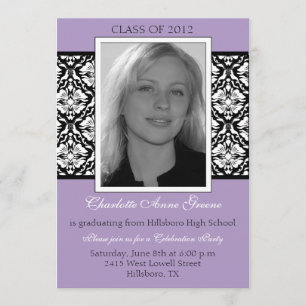 Baroque Panel -Lavender Graduation invitation
