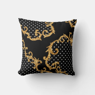 Baroque pattern golden  throw pillow