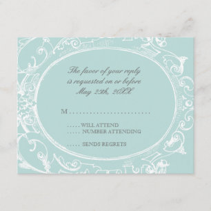 Baroque Peacock RSVP Response Card - Blue Green