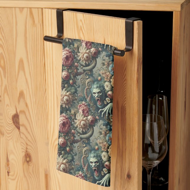 Baroque Peril – Gothic Victorian Kitchen Towel (Thirds Fold)