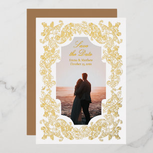 Baroque Photo Save the Date Gold