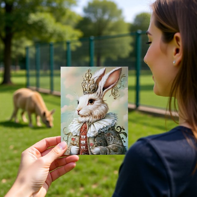 Baroque Rabbit Royal Red Portrait Design Postcard (Creator Uploaded)