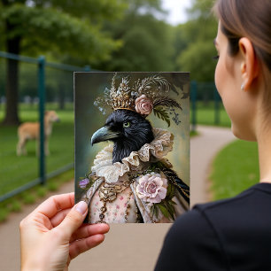 Baroque Raven Royal Queen Portrait Design Postcard
