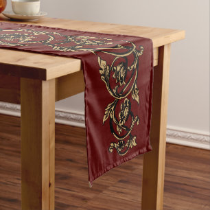 Baroque Rococo Floral Vine Foliage Ornament Long Table Runner