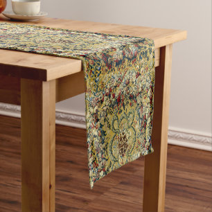 Baroque Rococo Flower Garland Tapestry Print Short Table Runner