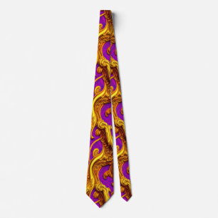Baroque Rococo Golden Purple Filagree Design Tie