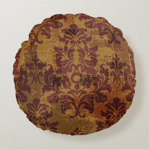 Baroque rococo seamless pattern round pillow