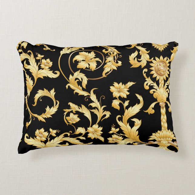 Baroque Rococo, Victorian Floral Pattern. Accent Pillow (Front)