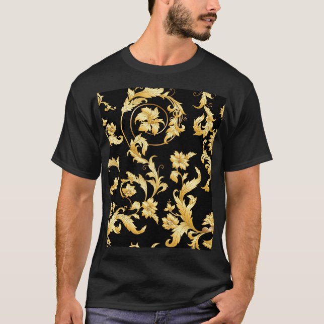 Baroque Rococo, Victorian Floral Pattern. T-Shirt (Front)