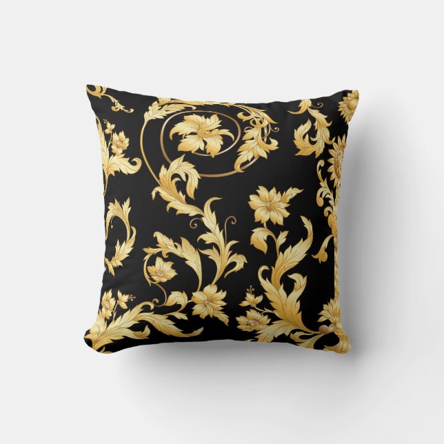 Baroque Rococo, Victorian Floral Pattern. Throw Pillow (Front)