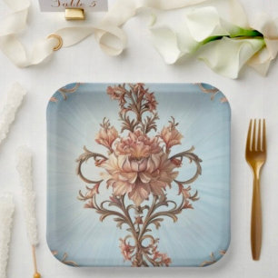 Baroque Rose Paper Plate