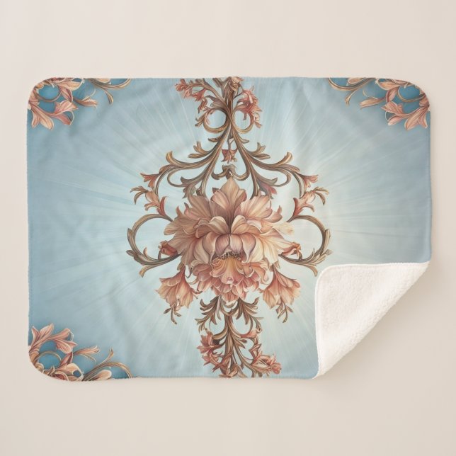 Baroque Rose  Sherpa Blanket (Front (Horizontal))