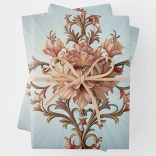 Baroque Rose  Wrapping Paper Flat Sheet Set of 3