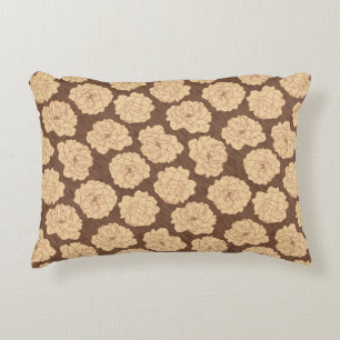 Baroque Roses on walnut brown - seamless pattern. Accent Pillow