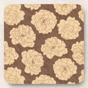 Baroque Roses on walnut brown - seamless pattern. Coaster