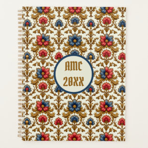 Baroque Rouge Bleu et Or Fleurs