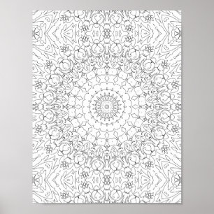 Baroque Scroll work Coloring Page Pattern Artwork Poster