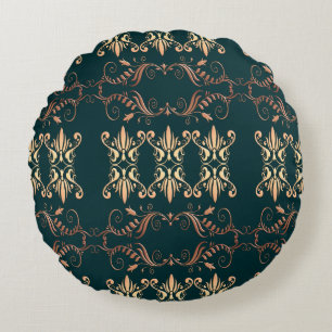 baroque seamless pattern round pillow