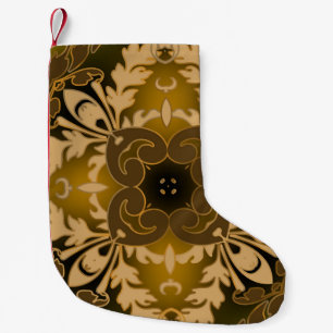 Baroque seamless pattern. Vintage ornate glowing f Small Christmas Stocking