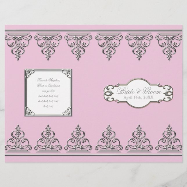 Baroque Silver Swirls -  Formal Wedding Program (Front)
