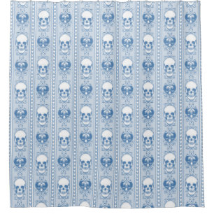 Baroque Skull Stripe Pattern Blue