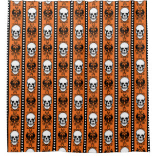 Baroque Skull Stripe Pattern Orange Black