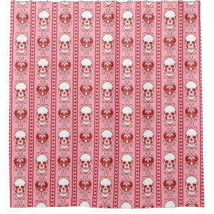 Baroque Skull Stripe Pattern Pink Red