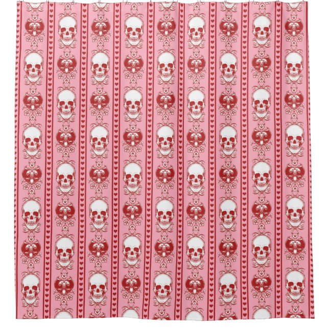 Baroque Skull Stripe Pattern Pink Red (Front)