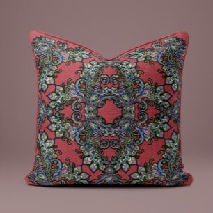 Baroque Splendour Pillow in Wine Red