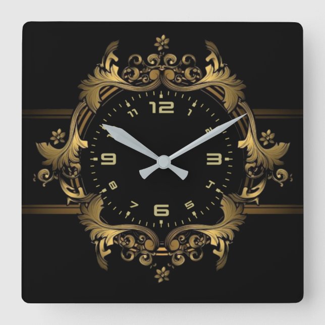 Baroque Square Wall Clock (Front)