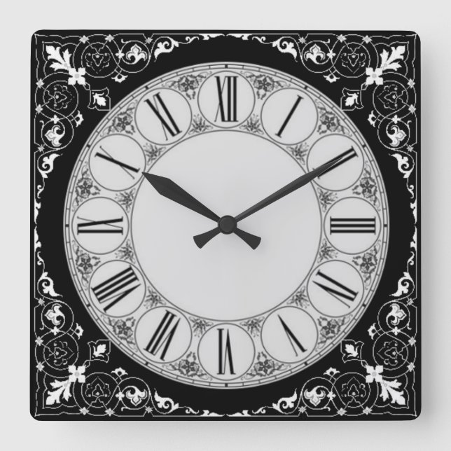 Baroque Square Wall Clock (Front)
