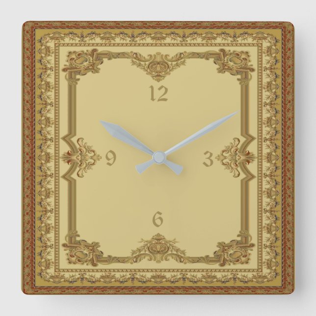 Baroque Square Wall Clock (Front)