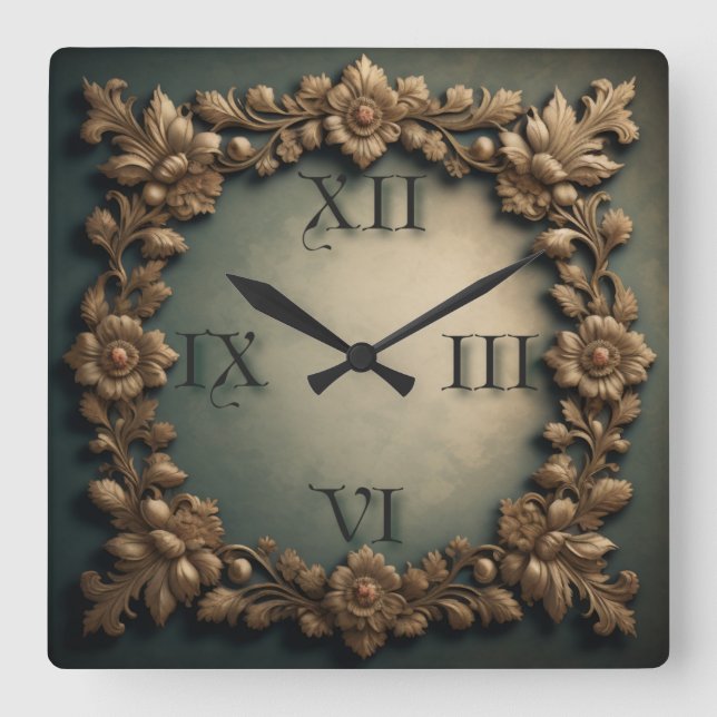 Baroque Square Wall Clock (Front)