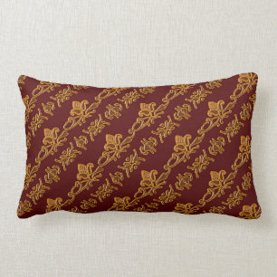 Baroque style burgundy pattern lumbar pillow
