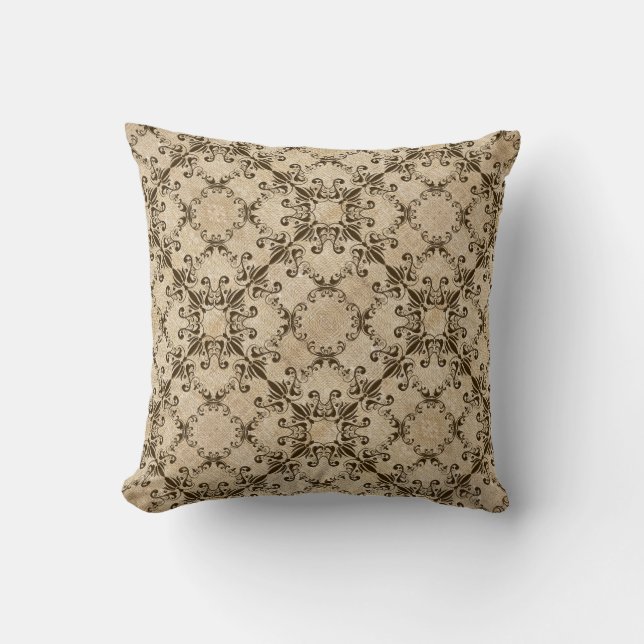 Baroque style burgundy pattern throw pillow (Front)