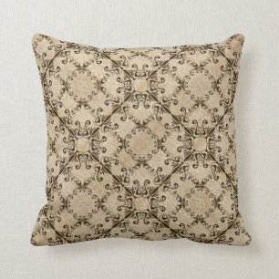 Baroque style burgundy pattern throw pillow