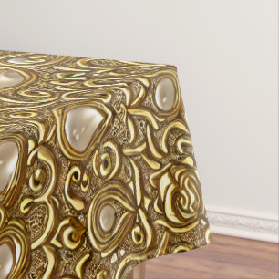 Baroque Style Burnished Gold Floral Pattern Tablecloth