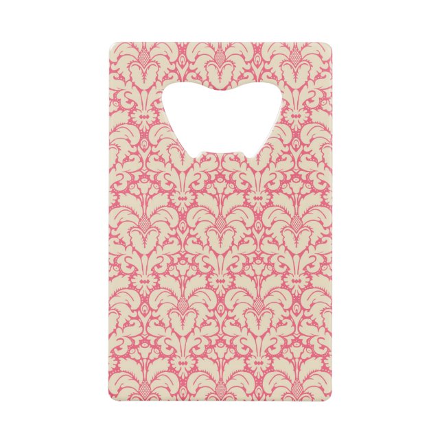 Baroque style damask background 2 credit card bottle opener (Front)