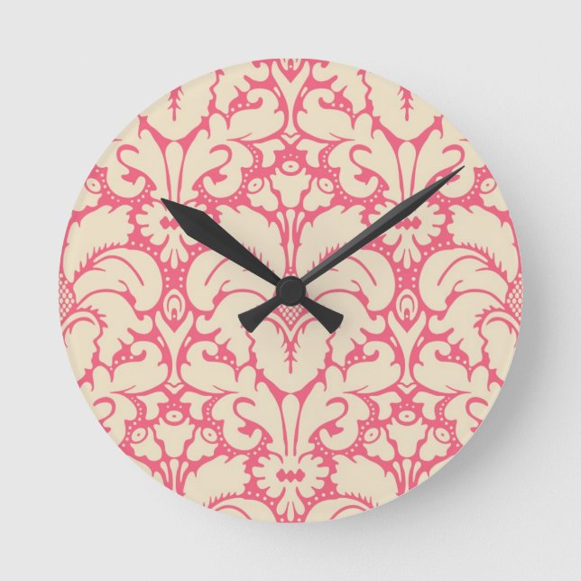 Baroque style damask background 2 round clock (Front)
