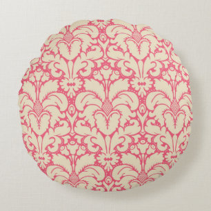Baroque style damask background 2 round pillow