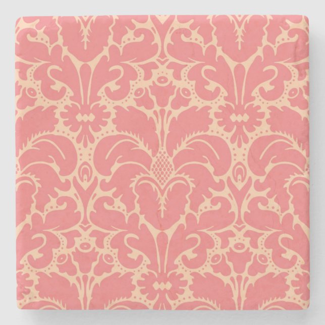 Baroque style damask background stone coaster (Front)