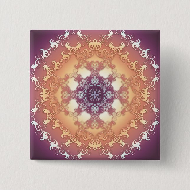baroque style element 2 inch square button (Front)