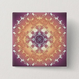 baroque style element 2 inch square button
