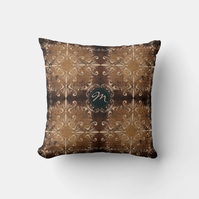 baroque style element on old paper background throw pillow (Front)