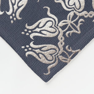 baroque style floral blue pattern fleece blanket